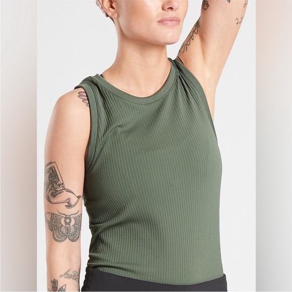 Athleta Tops - Athleta Renew CYA Length Ribbed Tank Laurel Olive Small